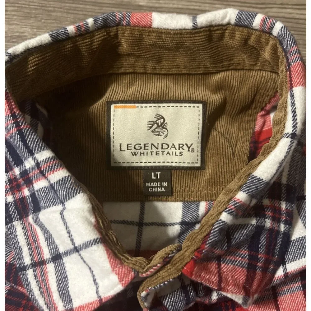 Legendary Whitetails Red/White/Blue Plaid Flannel, Men's Large‎ Tall